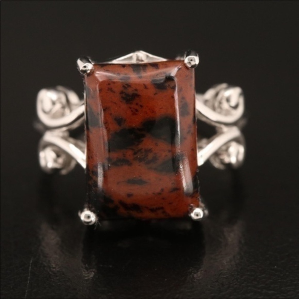- Sterling silver mahogany obsidian ring